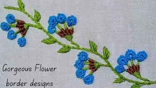 Gorgeous Flower embroidery design| Border design| simple hand embroidery design
