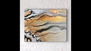 Gorgeous Brown and Gold Abstract Fluid Art Painting/ Swipe Technique/ Shelee Style