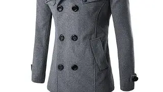 Winter Men Wool Coat Slim Fit Jackets Double Row Button Collar Outerwer