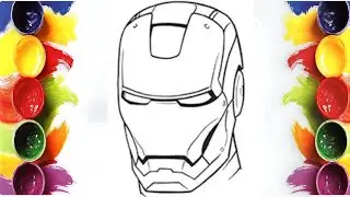 Coloring Iron Man Helmet | Marvel Iron Man Mask Coloring Page | Marker Art | MINI ARTIST WORLD