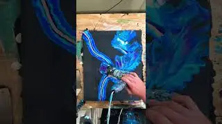 Relaxing satisfying acrylic Dutch pour with turquoise, blue, and violet | soothing fluid art