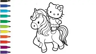 Hello Kitty with Unicorn Drawing 🦄✨ | Cute Fantasy Coloring Art for Kids