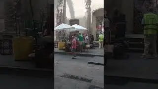 homeless people waiting to be served in barcelona