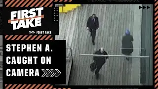 Stephen A. CAUGHT ON CAMERA running to the First Take studio when he's late for work 😂😂