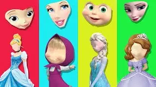 Wrong Face Masha Cinderella Frozen Elsa Sofia Finger Family Song Colors for Children