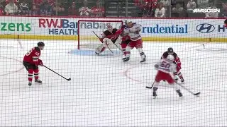 Scott Morrow scores a goal against the New Jersey Devils