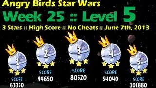 Angry Birds Star Wars Tournament Level 5 :: Week 25, June 7th 2013 :: 3 Stars :: No Cheats