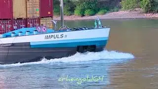 Ship Spotting Germany:auf dem Rhein Großer Container Schubverband zu Berg unterwegs bei Bad Salzig