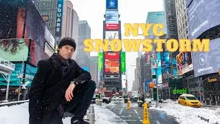 New York City Massive SNOWSTORM 2021. Exploring Times Square and Midtown Manhattan