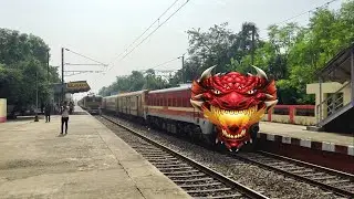 Red Dragon Headed Balurghat Express And Katwa Howrah Local Perfect Crossing At Balagarh Station