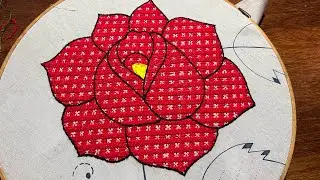 CÓMO BORDAR UNA ROSA GRANDE 🌹 Puntada fácil para una rosa 🌹 @Bordados bonitos Karen