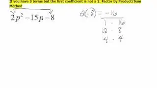 Product/Sum Method of Factoring  4.5