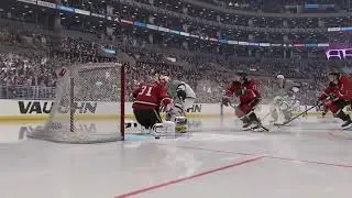 NHL24 Hockey - Amazing One Handed Tuck off the post and in!