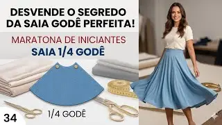✅️ DIY Como fazer Saia 1/4  Godê _Costura fácil passo a passo iniciantes GisleideNovelo_Aula 34