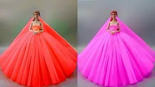 Disney Princess Doll Makeover ~ DIY Miniature Ideas for Barbie - Wig, Dress, Faceup, andMore! DIY