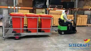 Movexx T2500-SC Tow Tug Moving A 6 x 240 Litre Bin Trailer