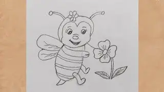 How to Draw a Cute Honey Bee Step by Step for Kids | Cute Honey Bee Drawing|honey bee drawing easy