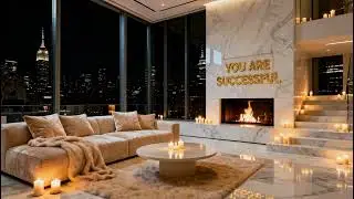 Luxury New York Jazz Apartment Ambience Cozy Evening Candlelight  Soothing Fireplace Sound(No Music)