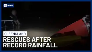Three Rescued From Floodwaters As Ex-Cyclone Koji Dumps Record Rainfall In Queensland | 10 News