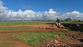 Motorbike rider in slomo at the Hardi 24 Hour Trial centenary, Kapunda, South Australia