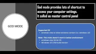 GOD MODE in windows operating system | Hidden Tricks/Feature of Windows OS | Activate God Mode
