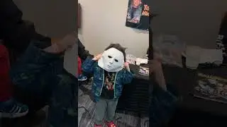 Tony Moran aka Michael Myers having fun with kids at PA Horror Slideshow Market