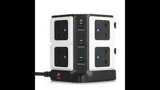 BESTEK 8 Socket Tower Extension Lead  with USB 6-Ports