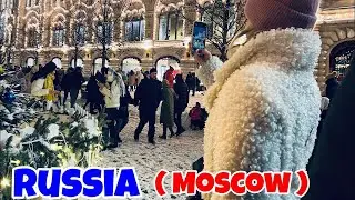 25°C SUPER COLD NIGHT, Orthodox Christmas in Moscow , walking through Old Arbat streets