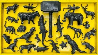 Membersihkan mainan buaya 🐊 singa 🦁 gajah 🐘 jerapah 🦒 berlumpur #animals #mainanberlumpur 