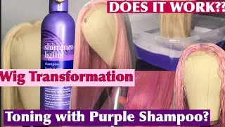 DOES IT WORK? TONING WIG WITH PURPLE SHAMPOO | WIG TRANSFORMATION | COTTON CANDY ADORE