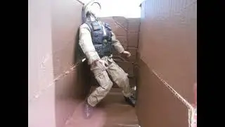 Cambodian solider in a trench