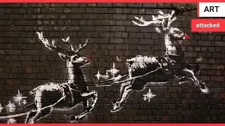 Outrage after new Banksy Christmas graffiti is defaced | SWNS TV