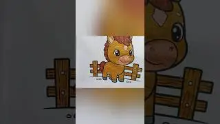 cute horse drawing/satisfying coloring #satisfyingvideo #kidscolour