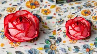 Tissue paper rose making so beautiful and very easy paper rose making 