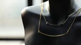 Titanium steel, High-end electroplated  18K Gold Smile Necklace Clavicle necklace