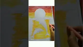 Dolphins Drawing with Oil pastels☀️🔥🐬🐬#short #reels #art #sunset#drawing @MagicalArts