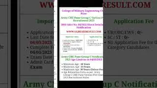 Army CME Pune Group C Various Post New vacancy #2023||