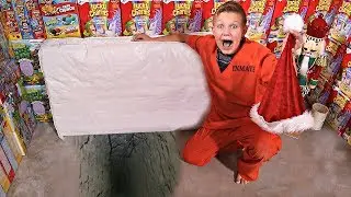 SANTA'S MISSING! Cereal Box Fort Prison Escape