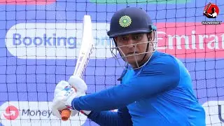 MS Dhoni in an aggressive mood during net practice | ICC CWC 2019