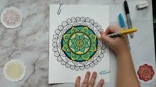 Coloring a Mandala in Complementary Colors with Sharpie Markers