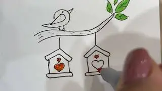How to Draw a Bird House Full of Love
