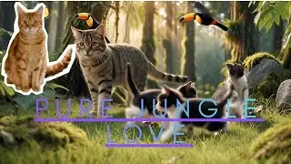 Mother Cat & Kittens Playing in Jungle 🌿🐱 | Ultra-Realistic 08K Nature ScenePeaceful Jungle Life 🌳🐱