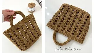Spagetti Yarn Kağıt İpiyle Trend &Ouml;rg&uuml; Hasır &Ccedil;anta Yapımı