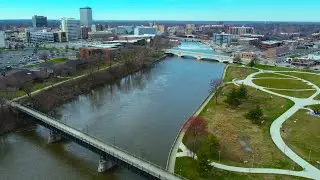 The raging St.Joseph river | South Bend Indiana | Cinematic Drone Flight