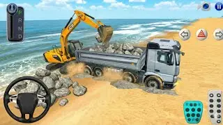 JCB Excavator Loading stone 🪨in Dump truck in Beach–3d driving class gameplay video 2026#cargames