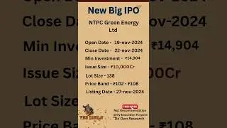 New Big IPO NTPC Green Energy Ltd #ipo #new #stockmarket