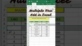 Add Multiple Row in Excel #Shorts