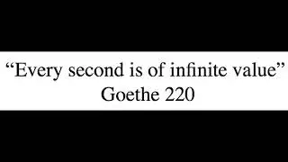 &ldquo;Every second is of infinite value&rdquo;  Goethe 220