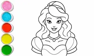 Cute Princess Belle Drawing for kids, Painting & Coloring for kids, Toddlers | Let's Draw Together