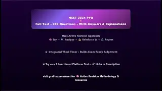 NEET 2024 PYQ • Active Revision • Full Test •200 Questions • Physics • Chemistry • Biology #neet2026